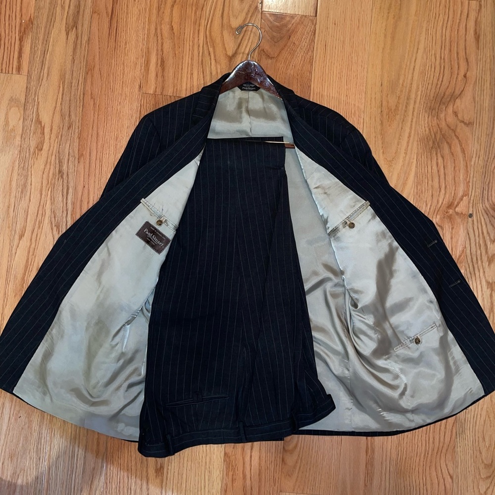 Paul Stuart Grey with pinstripe suit. 44R 34W 32L